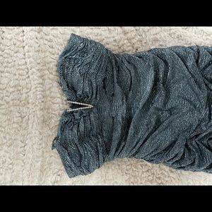 Blue ruched cocktail dress